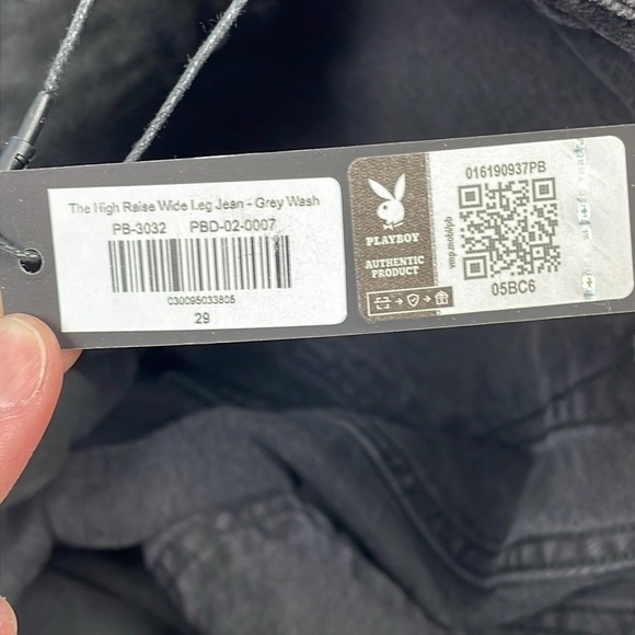 NWT Playboy High Rise Wide Leg Jeans Rhinestone Bunny Cut Out Sz 29 - Picture 14 of 16